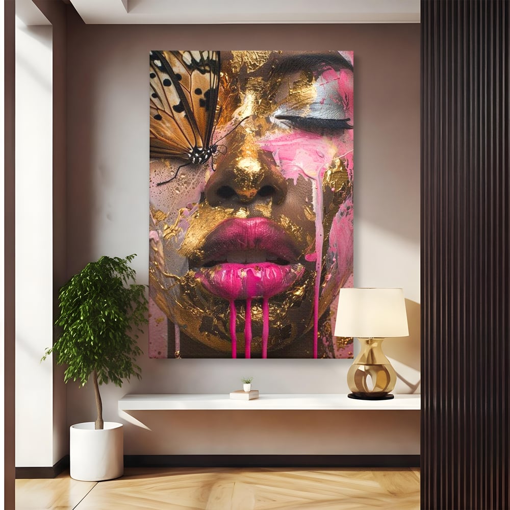 Tablou canvas cu tablou canvas cu portret artistic de femeie, fara rama, pe sasiu de lemn
